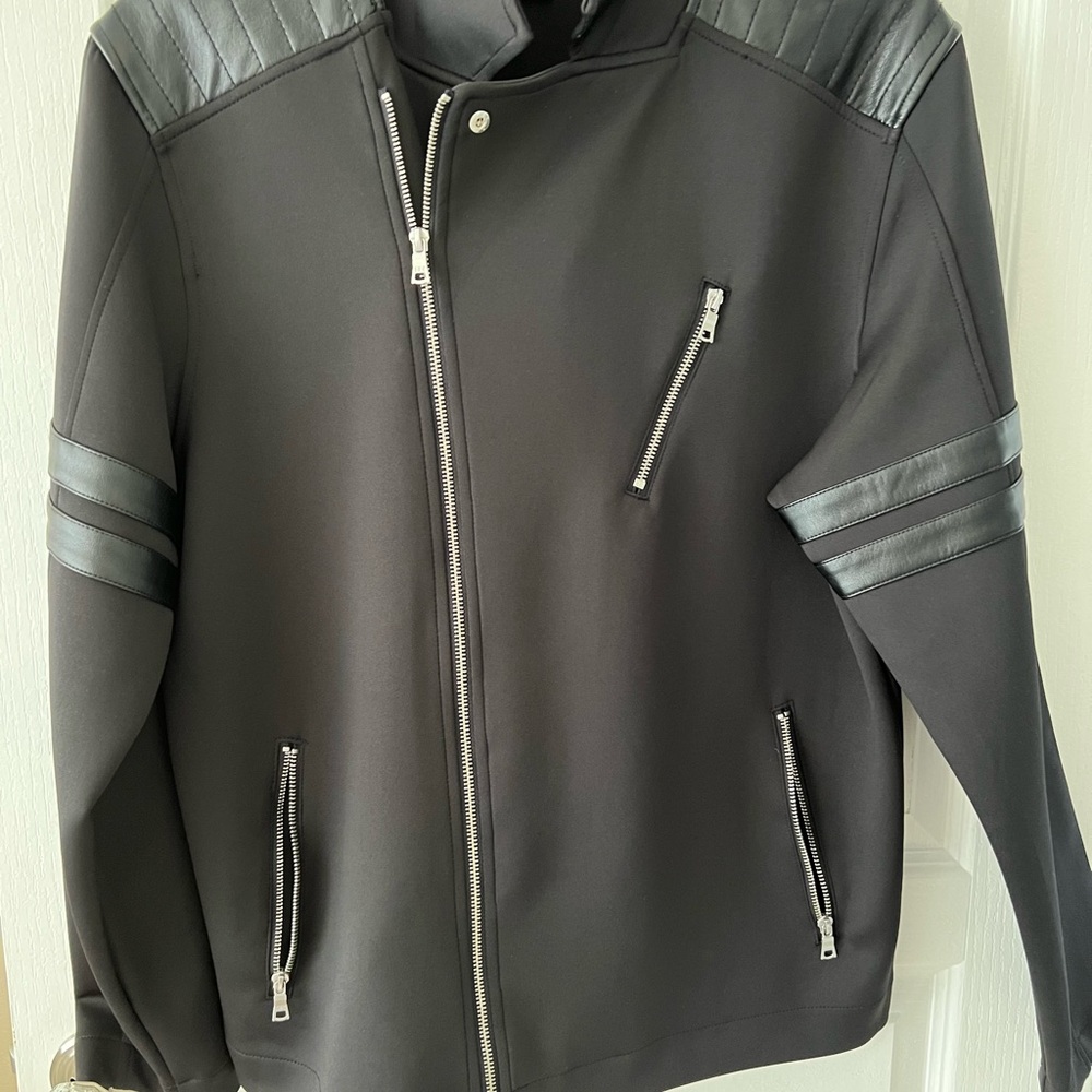 Black mens motorcycle style jacket